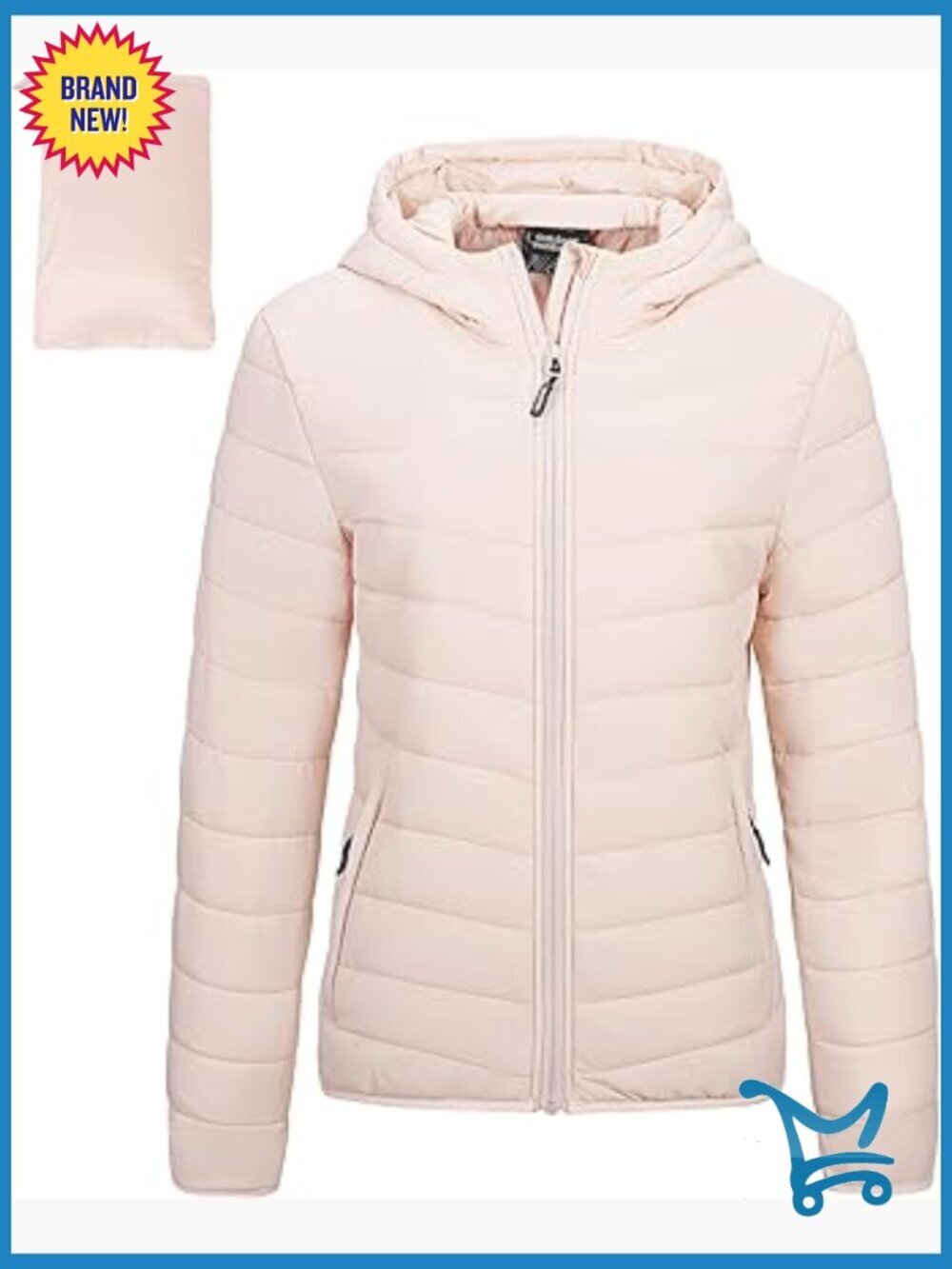 Packable Lightweight Full-Zip Puffer Jacket with Hood Quilted Winter Coat